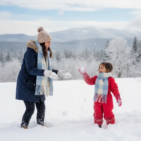 Szalik w błękitną kratę
