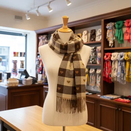 Szalik w brązowe serca