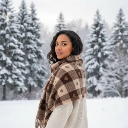 Szalik w brązowe serca