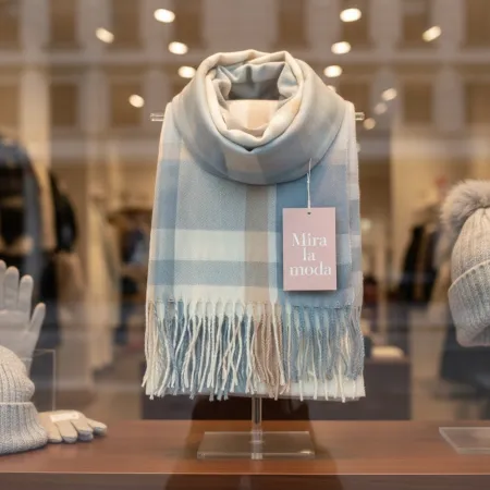 Szalik w niebieską kratę