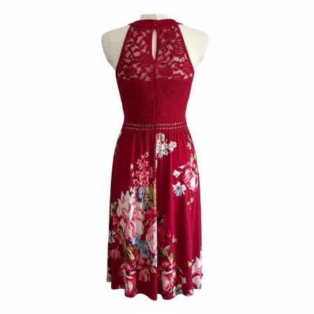 Sukienka bordowa z koronką