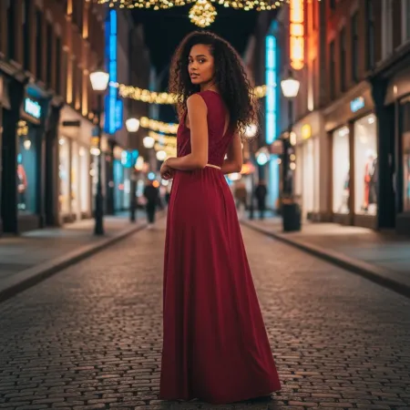 Sukienka bordowa z paskiem