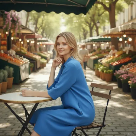 Sukienka Muślinowa Niebieska