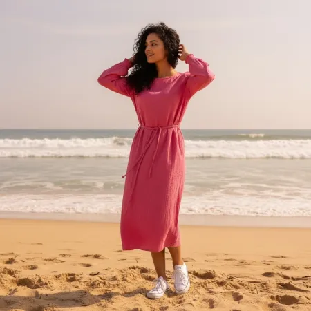 Sukienka Muślinowa Różowa