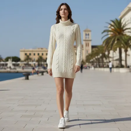 Sukienka wełniana kremowa