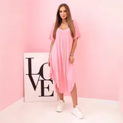 Sukienka z wiskozy jasno różowa