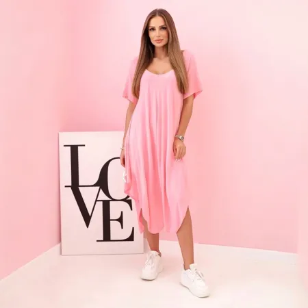 Sukienka z wiskozy jasno różowa